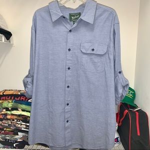 Mens Woolrich Shirt Long Sleeve Button Up Eco Outdoor Cotton Gray XL New